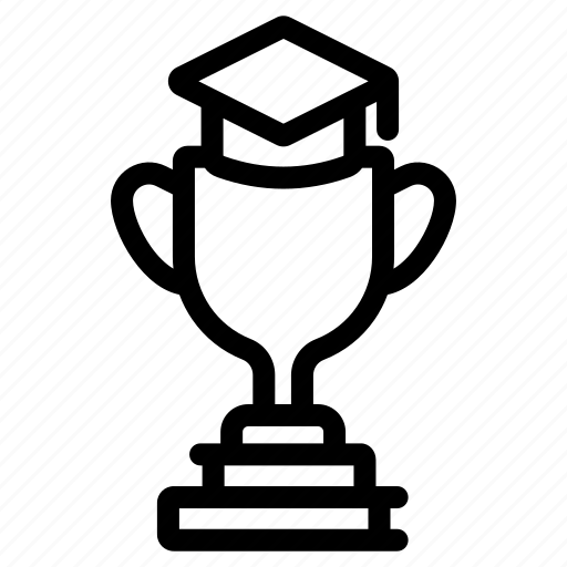 Trophy, mortarboard, prize, graduation cap, award, education, winner icon - Download on Iconfinder