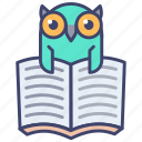 owl, knowledge, education, book, bird, wisdom, school
