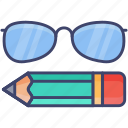 glasses, pencil, education, study, knowledge, writing, learning