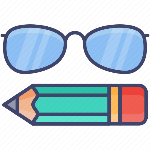 Glasses, pencil, education, study, knowledge, writing, learning icon - Download on Iconfinder