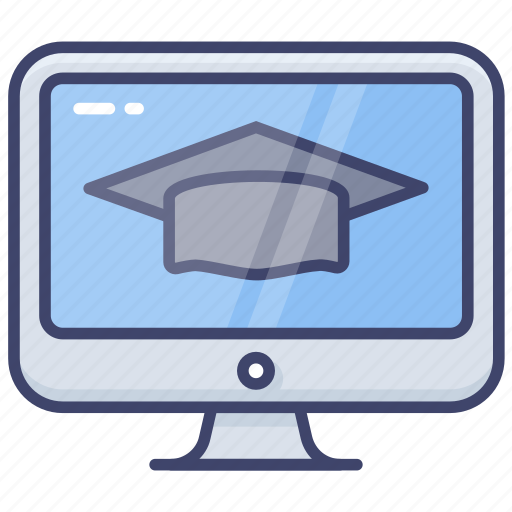 Online, student, hat, education, elearning, computer, lcd icon - Download on Iconfinder