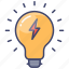 bulb, idea, electricity, lightning, bolt, sign, science 