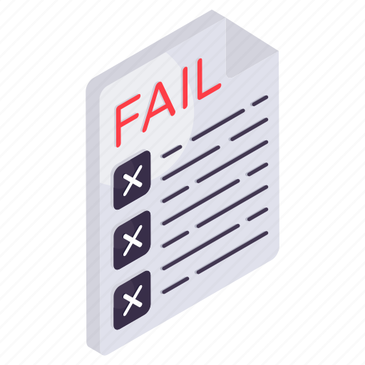 Fail, fail result, exam result, grade sheet, marksheet icon - Download on Iconfinder