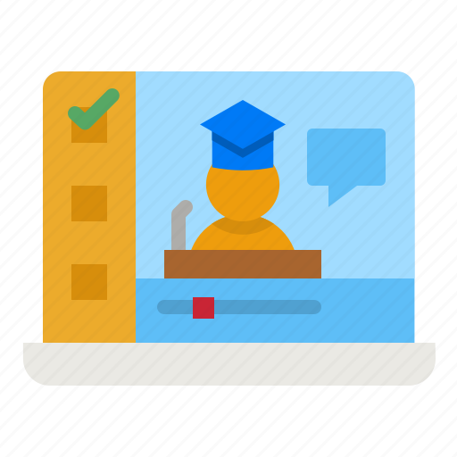 Video, learning, youtube, education, hat icon - Download on Iconfinder