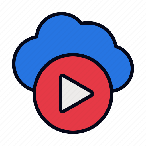 Cloud, learning, multimedia, video, player, play, button icon - Download on Iconfinder
