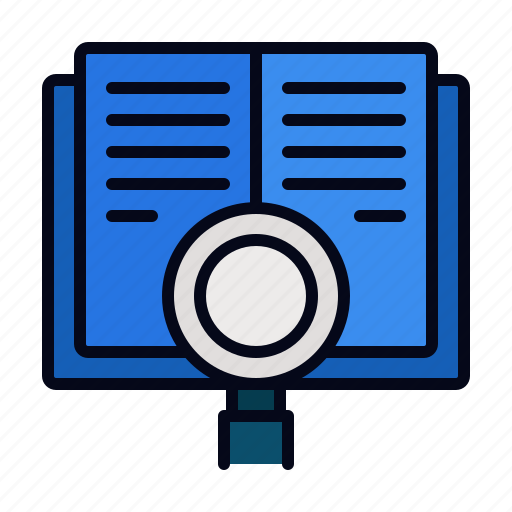 Microlearning, book, search, magnifying, glass, encyclopedia, education icon - Download on Iconfinder