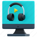 listening, headphones, computer, audio, course, online, learning, sound, education, 3d 