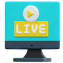 streaming, live, broadcast, computer, video, play, retransmission, education, 3d 