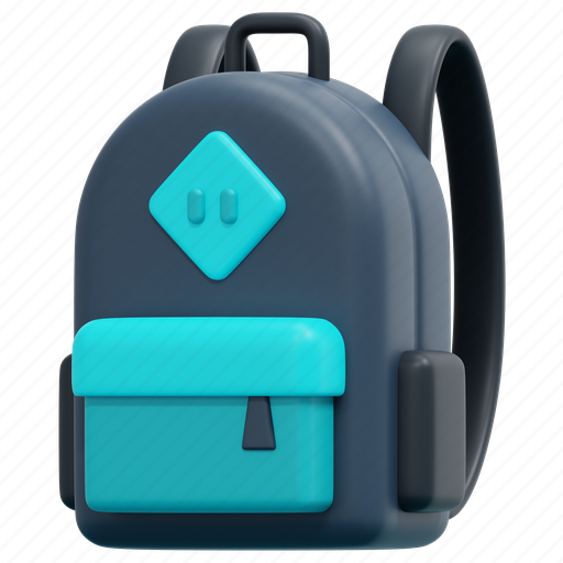 Backpack, school, bag, high, back, education, 3d 3D illustration - Download on Iconfinder