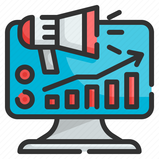 Computer, megaphone, growth, graph, marketing icon - Download on Iconfinder