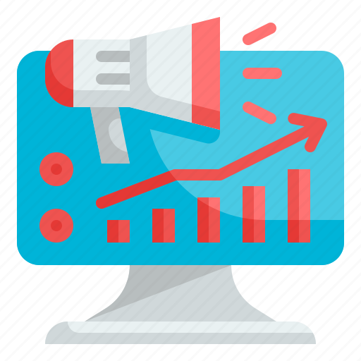 Computer, megaphone, growth, graph, marketing icon - Download on Iconfinder
