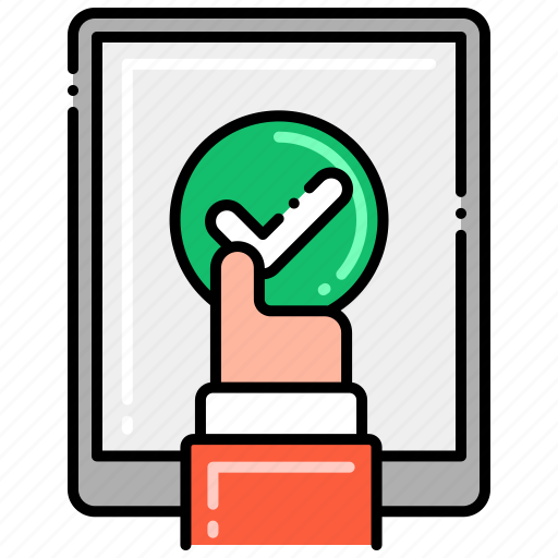 Approved, confirmation, hand, mobile device icon - Download on Iconfinder