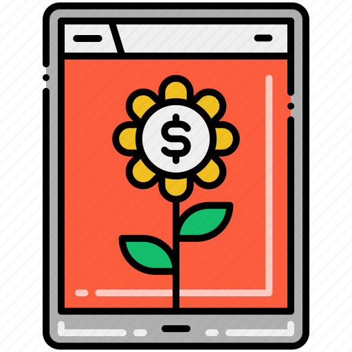 Growth, investment, mobile device, plant icon - Download on Iconfinder