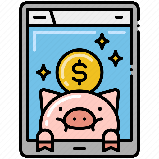 Mobile device, online, piggy bank, saving icon - Download on Iconfinder