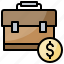 bag, briefcase, business, dollar, portfolio, suitcase 