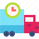 truck, delivery, clock, transportation, time
