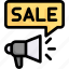 megaphone, event sale promotion, discount, online shopping 