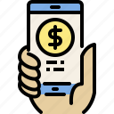 dollar, mobile, money, online, online shopping, payment, smartphone 