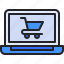 ecommerce, cart, laptop, trolley, shopping 