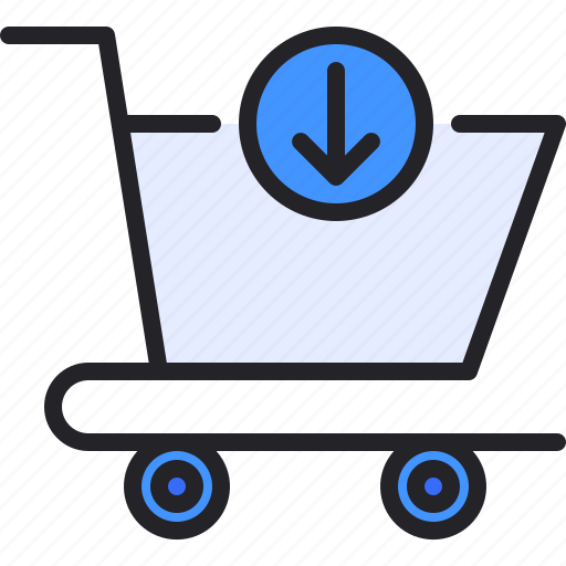 Down, cart, commerce, shopping, trolley icon - Download on Iconfinder