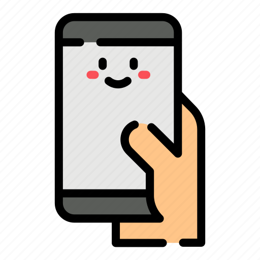 Hand, holding, smartphone, cute icon - Download on Iconfinder