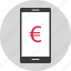 dollar, euro, mobile, money, online, shopping, sign 