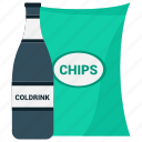 chips, cold drink, pepsi