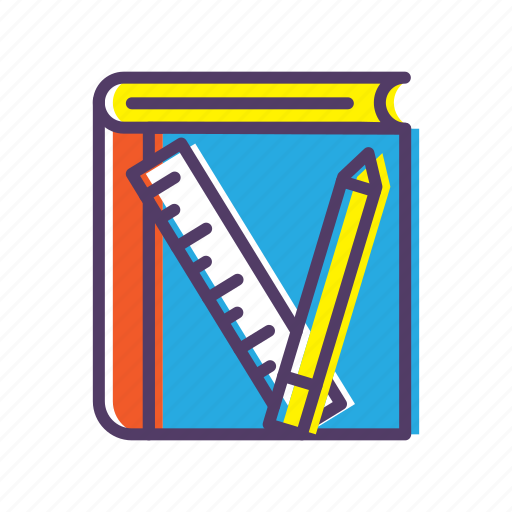 Book, material, pencil, ruler, teaching icon - Download on Iconfinder