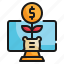 interest, growth, money, business, marketing, currency, online icon 