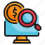 money, search, find, internet, finance, currency, online icon 