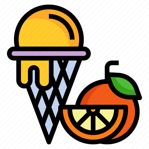 Ice, cream, summer, orange, summertime, cone icon - Download on Iconfinder