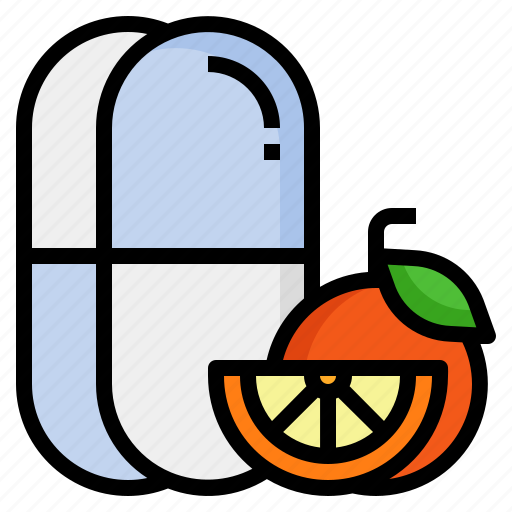 Vitamin, pill, medication, orange, capsule icon - Download on Iconfinder