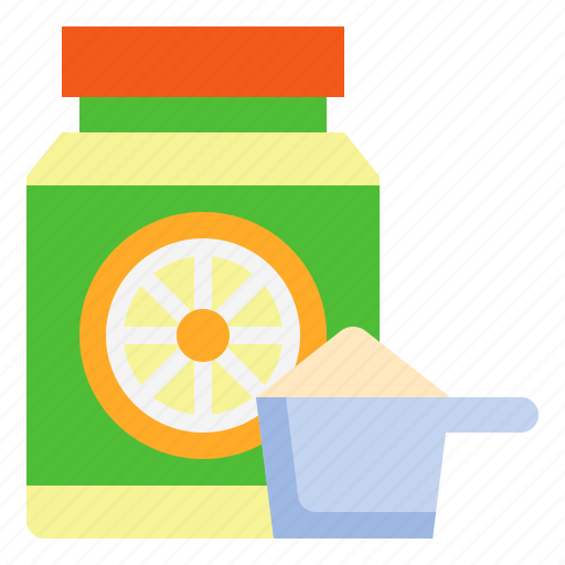 Powder, whey, protein, scoop, orange, flavour, nutrition icon - Download on Iconfinder
