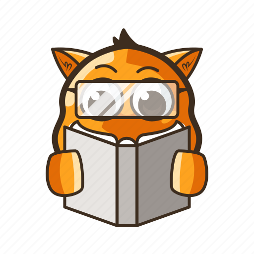 Book, cat, cute, emoji, emoticon, face, nerd icon - Download on Iconfinder