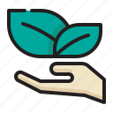 leaf, natural, hand, support, organic icon