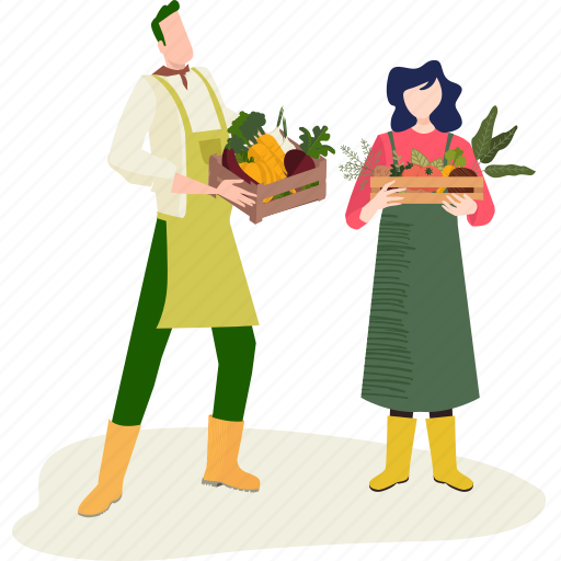 Organic, food, farming, gardening, agriculture, people, nature illustration - Download on Iconfinder