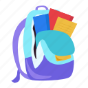 backpack, schoolbag, rucksack, bag, books, back to school, school, education, learning