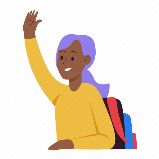 Student raised hand, hello, girl, hi, greeting, back to school, school icon - Download on Iconfinder