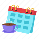 calendar, coffee break, deadline, drink, date, business, startup, new business, seo