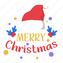 merry christmas, greeting, text, santa, hat, christmas, xmas, celebration