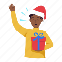 receiving gift, present, surprise, box, santa, christmas, xmas, merry christmas, celebration
