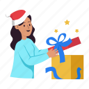 unboxing gift, unbox, present, surprise, girl, christmas, xmas, merry christmas, celebration