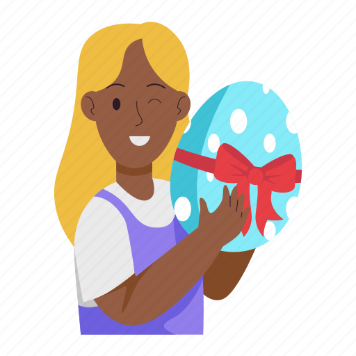 Gift, giving, egg, decoration, girl, easter, easter day icon - Download on Iconfinder