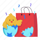 shopping bag, chick, egg, offer, sale, easter, easter day, spring festival, decoration
