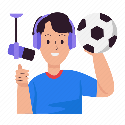 Sport, football, boy, ball, microphone, podcast, streaming icon - Download on Iconfinder