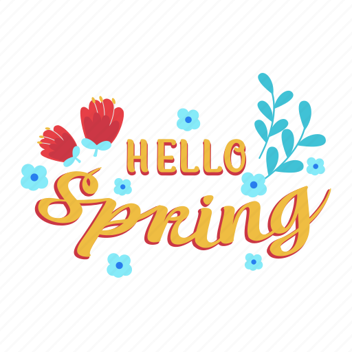 Hello spring, greeting, greeting text, flower, floral, spring, spring season icon - Download on Iconfinder