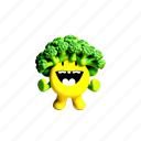 single, smiling, broccoli, with, arms, and, legs, emoji, yellow, pastel, minimalism, food, vegetable