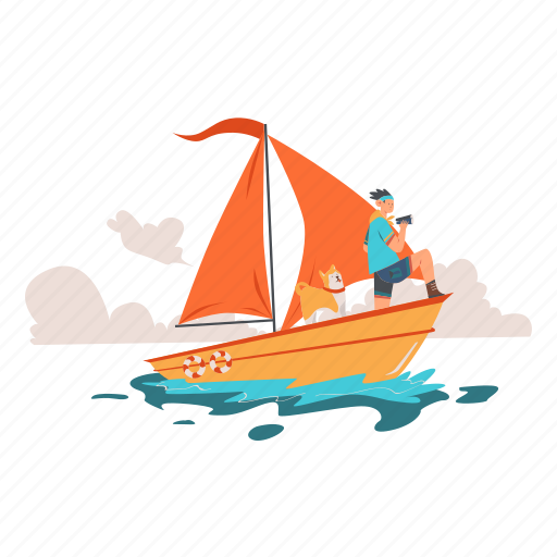 Sailing, boat, outdoor, activity, explore, adventure, water illustration - Download on Iconfinder