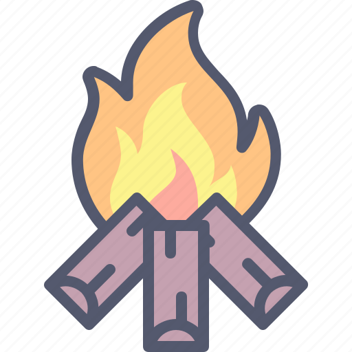 Campfire, camping, fire, flame, nature, outdoors, wood icon - Download on Iconfinder