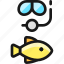 diving, mask, fish 